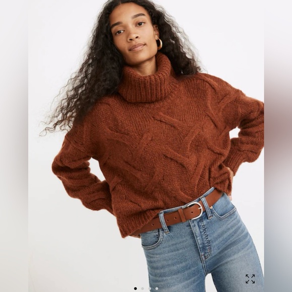 Somervell Modern Cable Turtleneck Sweater | Heather Cinnabar - Picture 1 of 13